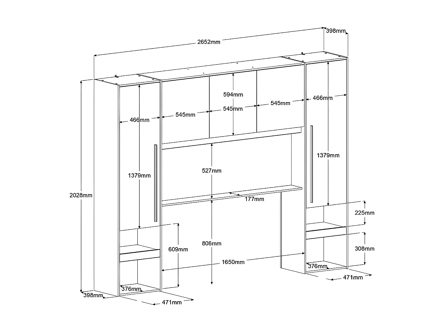 Bett mit Stauraum 140 x 190 cm mit LED-Beleuchtung - Holzfarben & glänzend weiß - VELONA