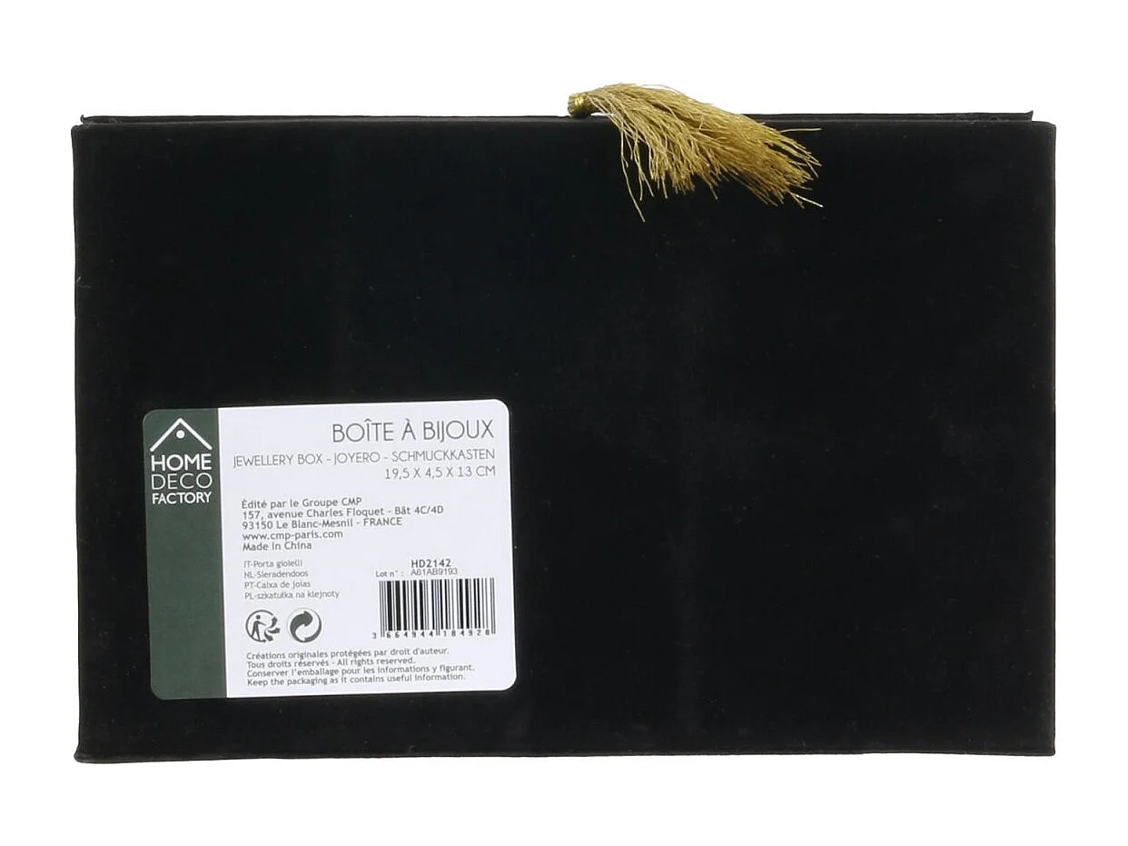 Boîte à Bijoux à Pompon "Mirage" 19cm Noir