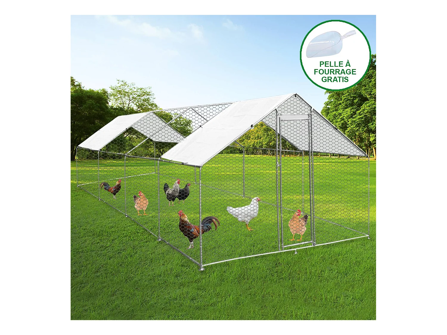Enclos Poulailler 3m x 8m x 2m