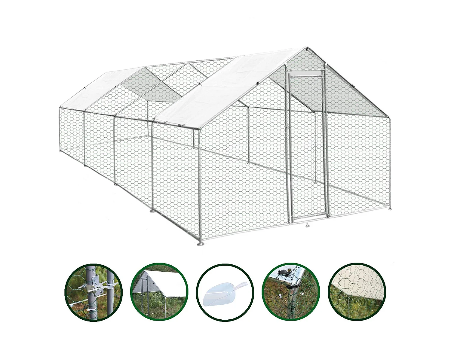 Enclos Poulailler 3m x 8m x 2m