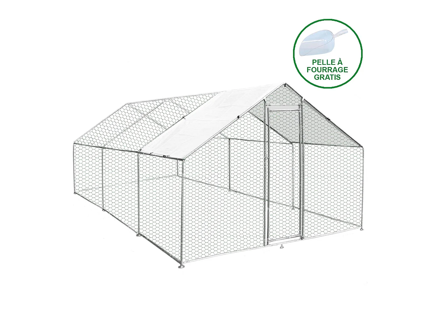 MonsterShop - Pollaio Recinzione Recinto per Capi Pollame Galline Polli Aia Animali Stia Gabbia con Tettoia Impermeabile 4x6x2m