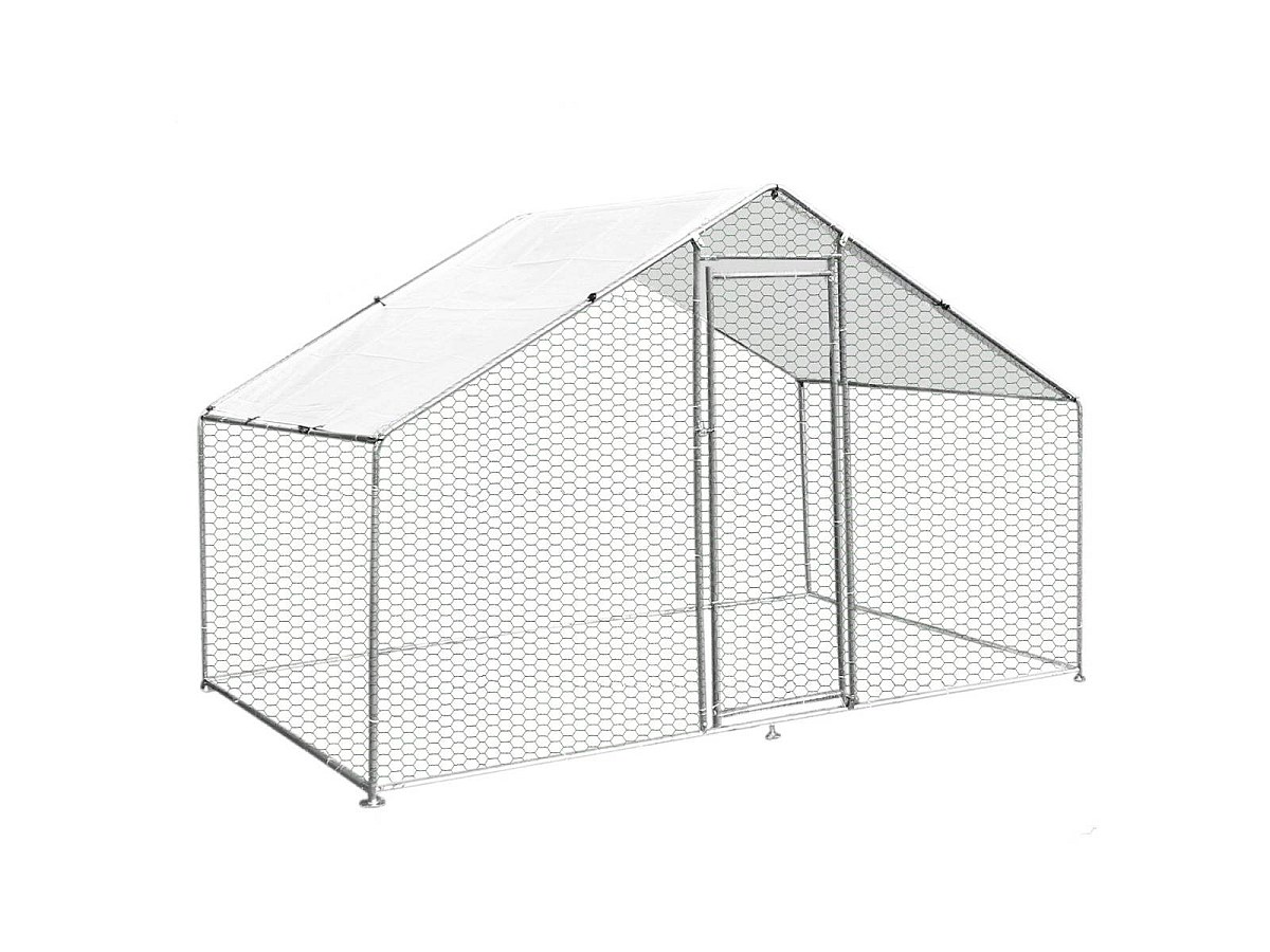 MontserShop - Pollaio Recinzione Recinto per Capi Pollame Galline Polli Aia Animali Stia Gabbia con Tettoia Impermeabile 3x2x2m