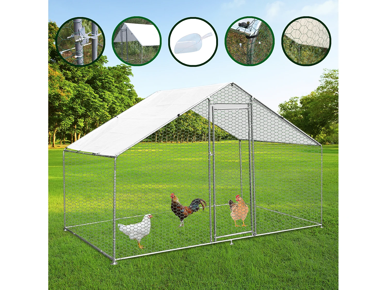 Hühnerstall Hühnerfreilauf Freilaufgehege Auslauf Hühnerkäfig UV Sonnendach Kleintierstall Hühnerhaus Freilauf Outdoor