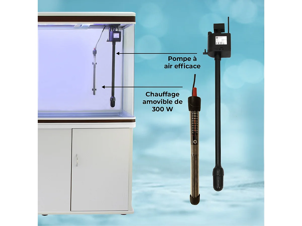 Aquarium 300 L Wit + Meubel - Starterset - wit grind