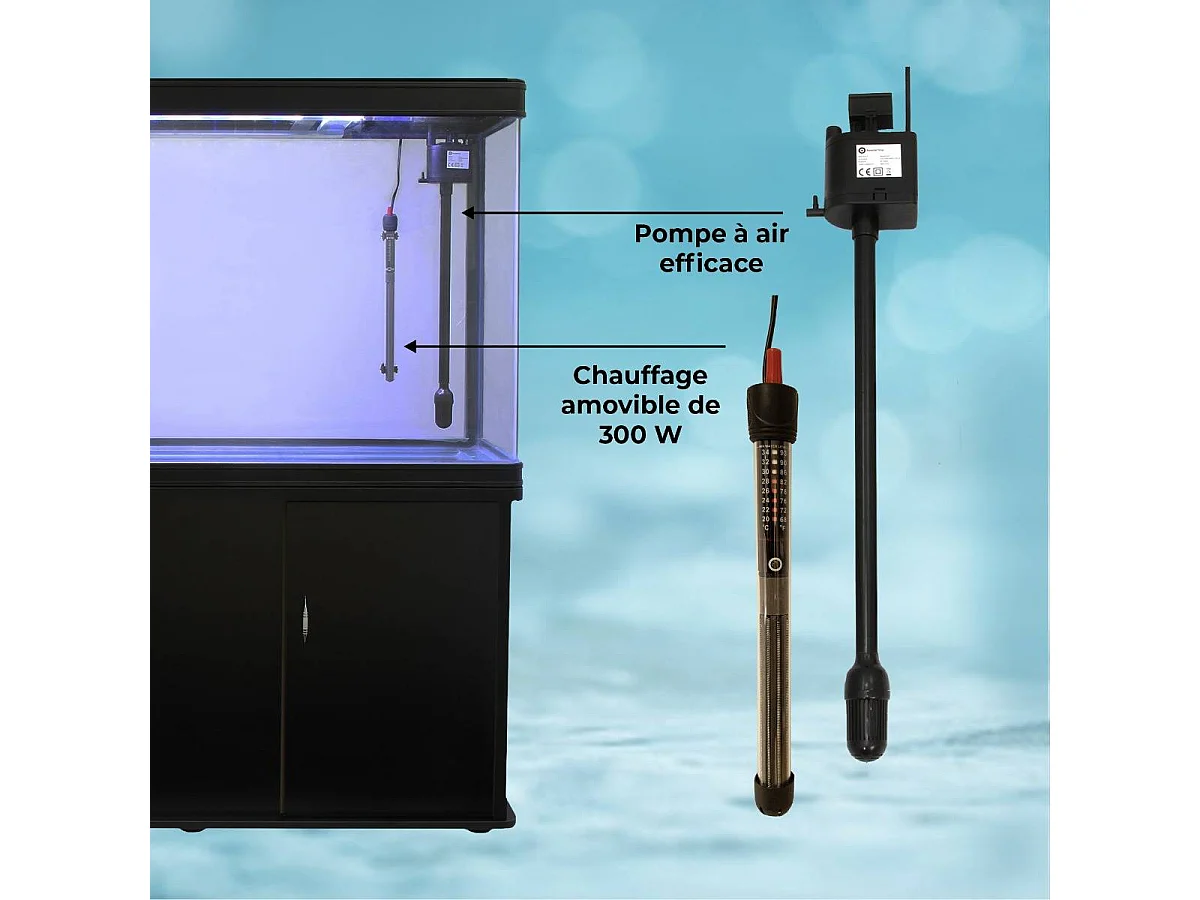 Aquarium Ã  bords Noir avec Meuble de Support Noir