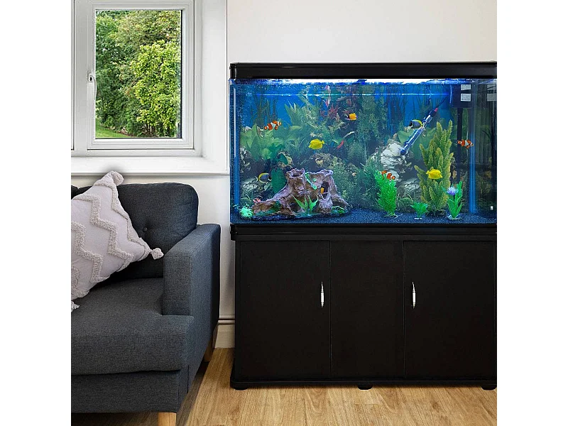 Monstershop Aquarium Starter Komplettset Aquarium mit passendem Unterschrank Kies Aquarium-Hintergrund