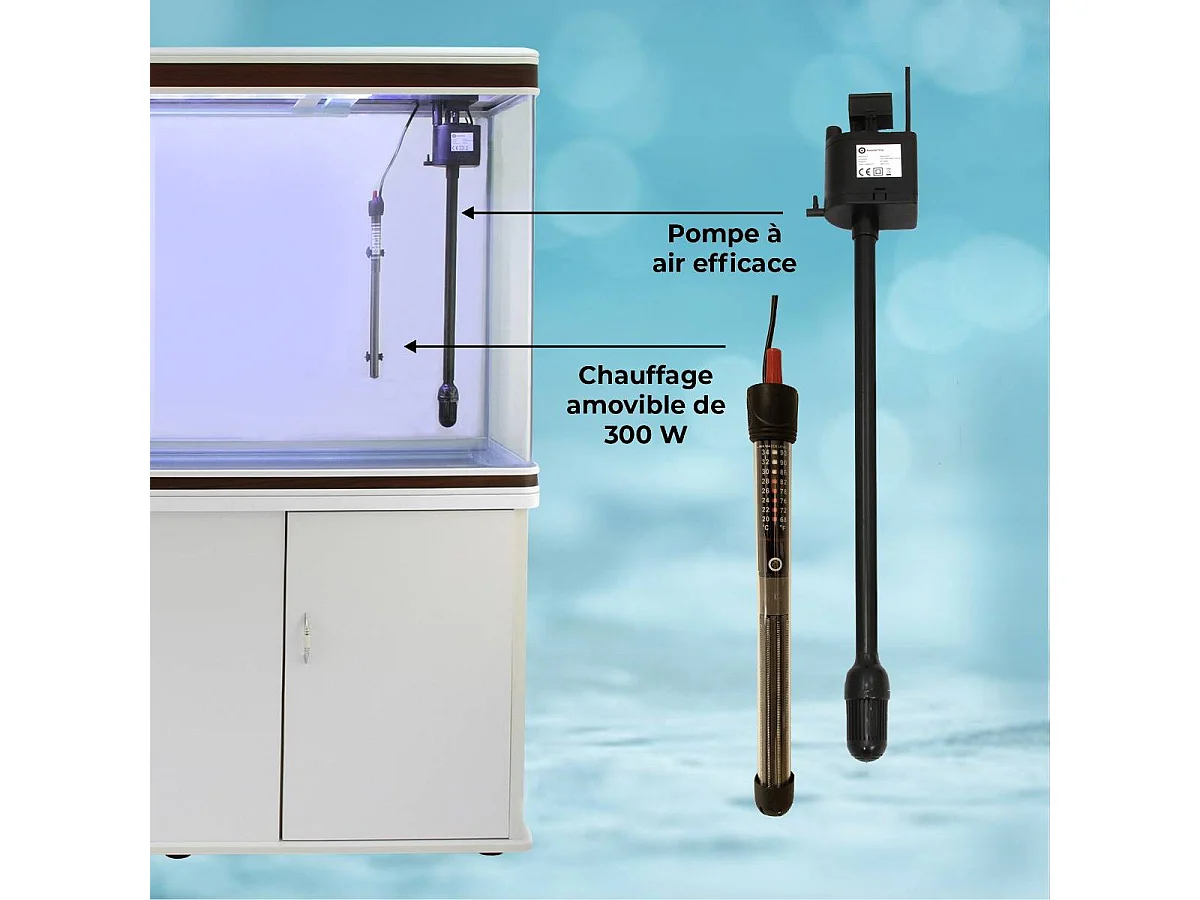 Aquarium Ã  bords Blanc et Noisette avec Meuble de Support Blanc