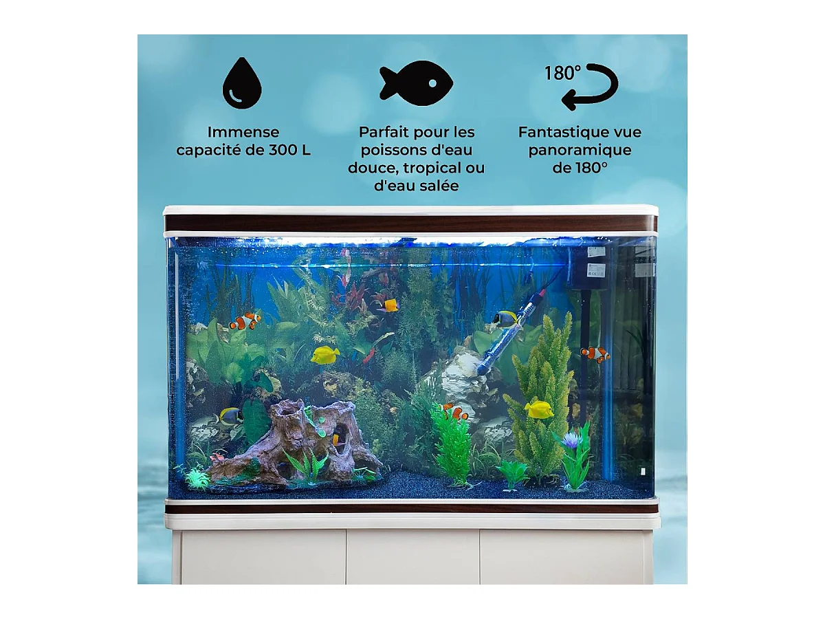 Aquarium 300 L Wit + Meubel - Starterset - blauw grind