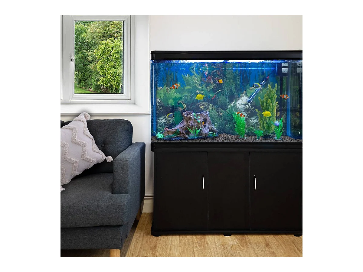 Aquarium 300 L Zwart + Meubel - Starterset - naturel grind