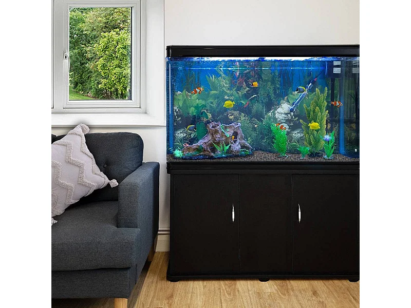 MonsterShop Aquarium Starter Komplettset Aquarium mit passendem Unterschrank inkl. Kies Aquarium-Hintergrund 143.5cm H x 120.5cm B x 39cm T