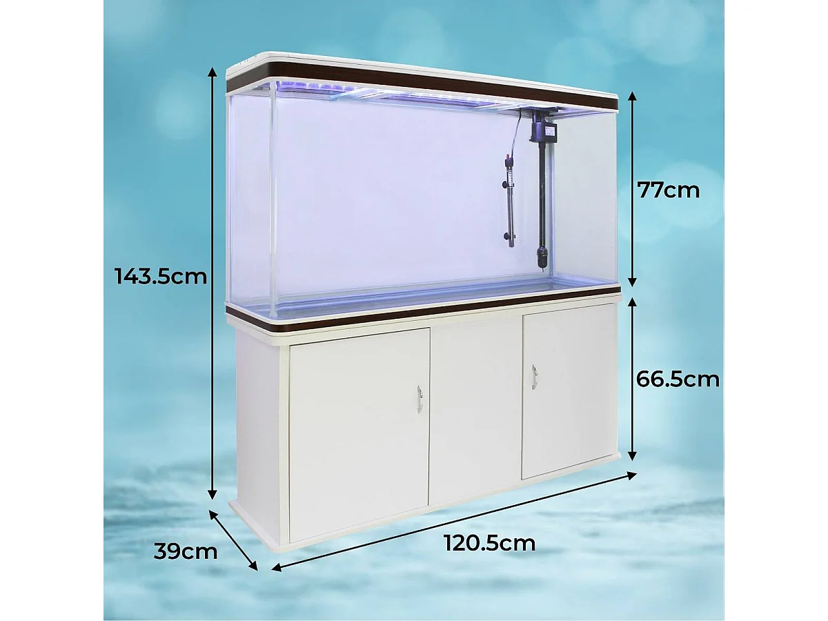 Aquarium Blanc avec Meuble de support Blanc assorti et Gravier Naturel