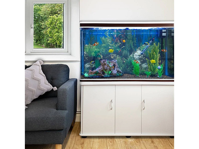 MonsterShop Aquarium Starter Komplettset Aquarium mit passendem Unterschrank Kies Aquarium-Hintergrund 143.5cm H x 120.5cm B x 39cm T