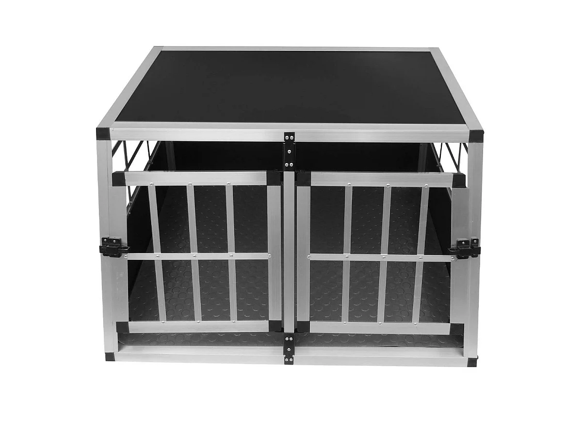 Auto Hundetransportbox kleine Doppelbox Hundebox Transportbox Gitterbox Fahrzeugbox Kofferraumbox Katzen Hunde Aluminium Trapez