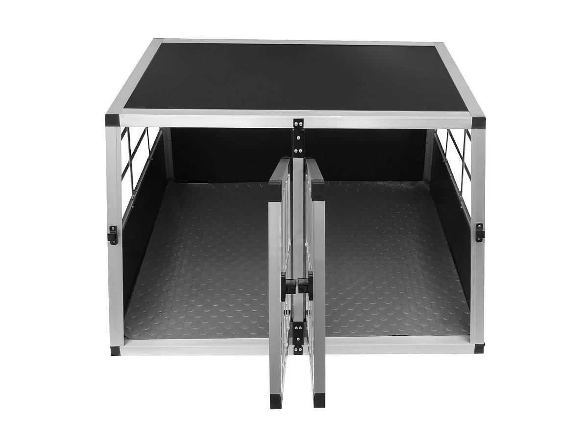 Auto Hundetransportbox kleine Doppelbox Hundebox Transportbox Gitterbox Fahrzeugbox Kofferraumbox Katzen Hunde Aluminium Trapez