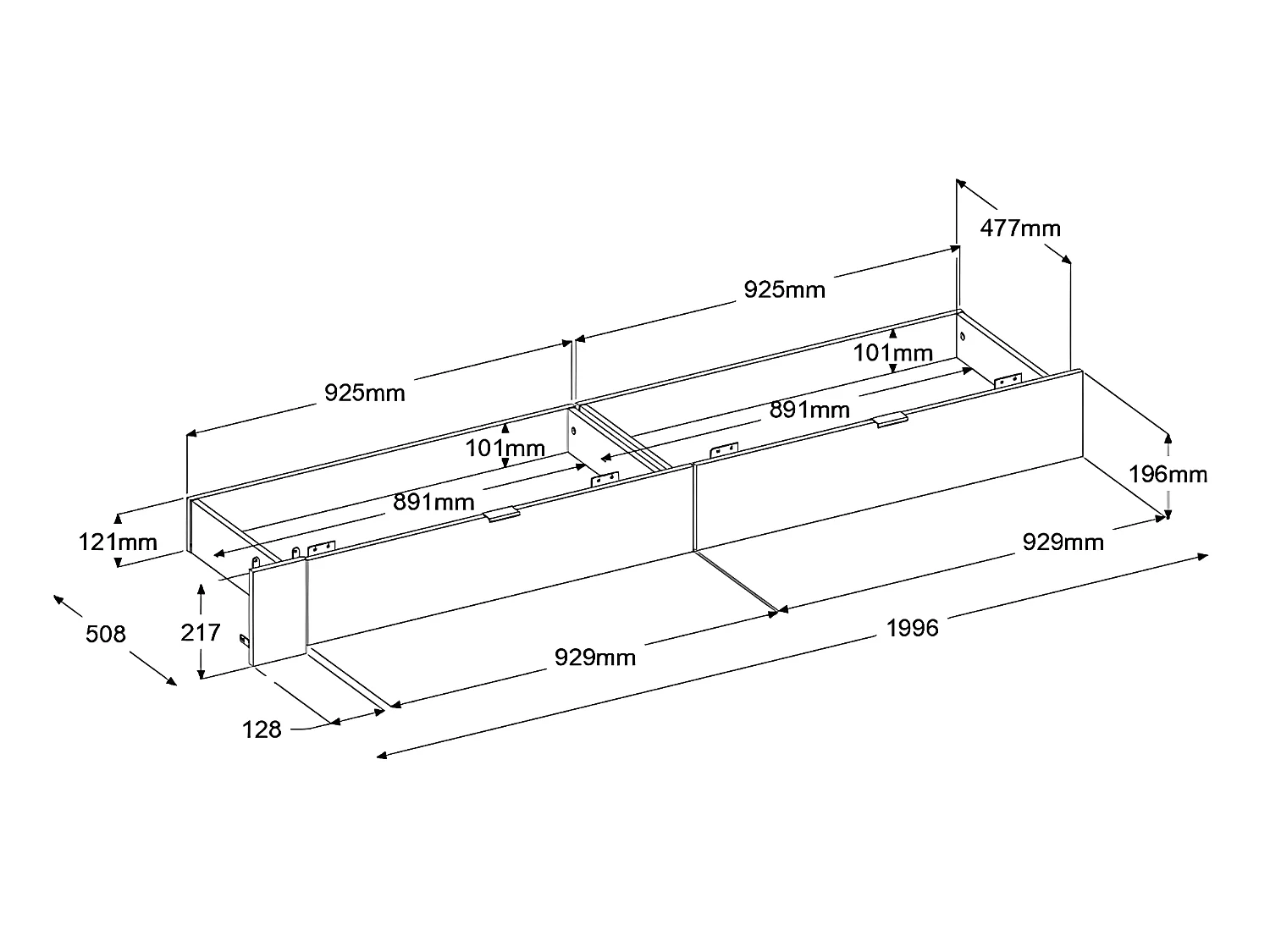 Łóżko z zabudową i schowkami 160 x 200 cm - z oświetleniem LED - Naturalny i biały z połyskiem - VELONA