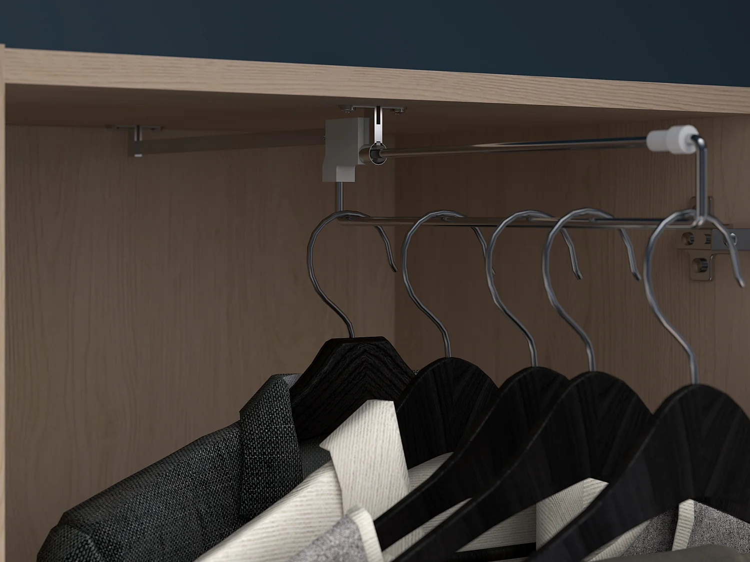 Bett mit Stauraum 160 x 200 cm mit LED-Beleuchtung - Holzfarben & glänzend weiß - VELONA