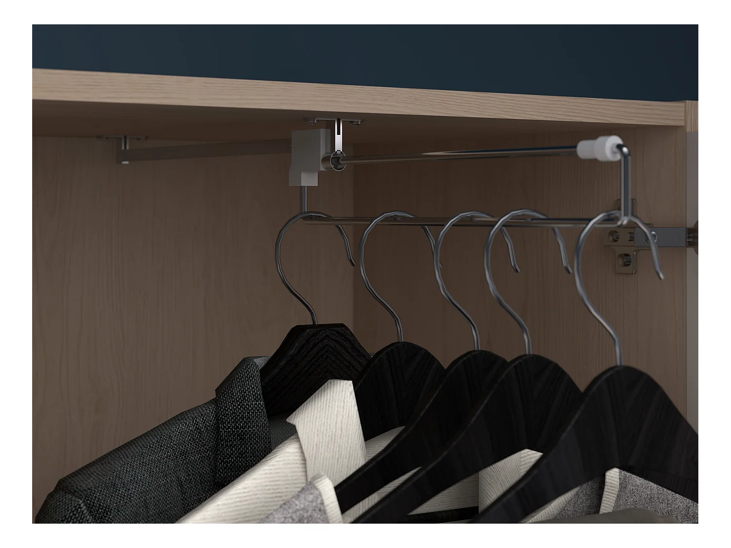 Bett mit Stauraum 140 x 190 cm mit LED-Beleuchtung + Lattenrost - Holzfarben & glänzend weiß - VELONA