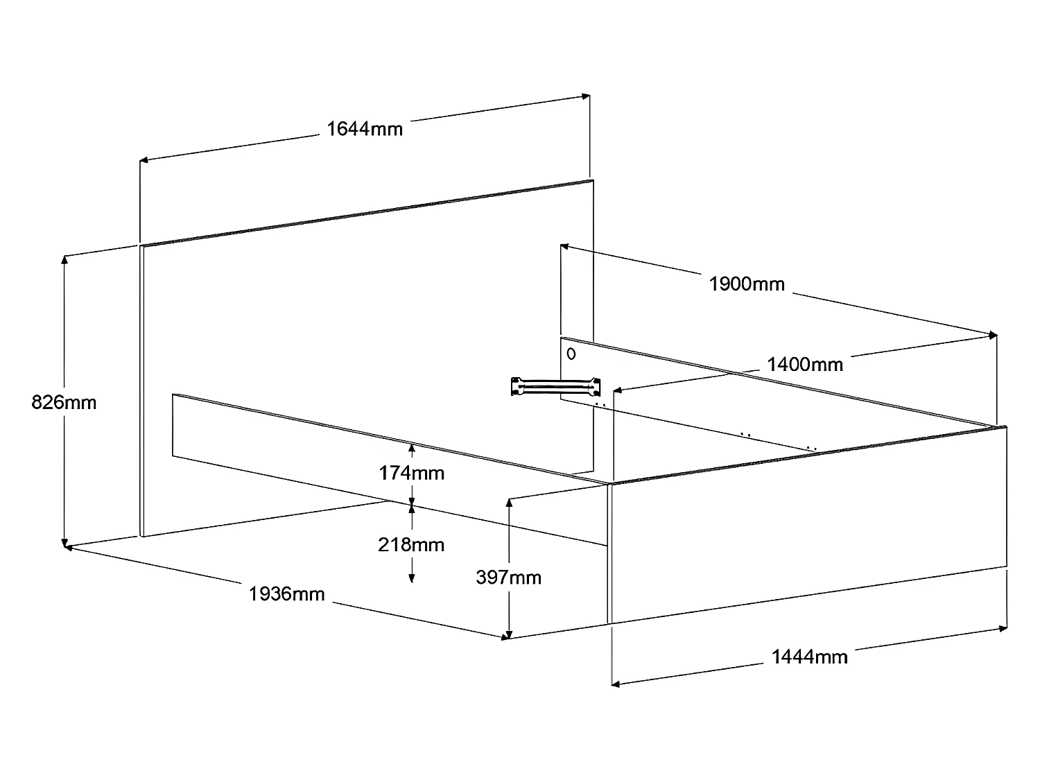 Seng med overskabe med LED-lys 140 x 190 cm i naturfarvet og hvid højglans inklusiv højskabe og sengebund og madras VELONA