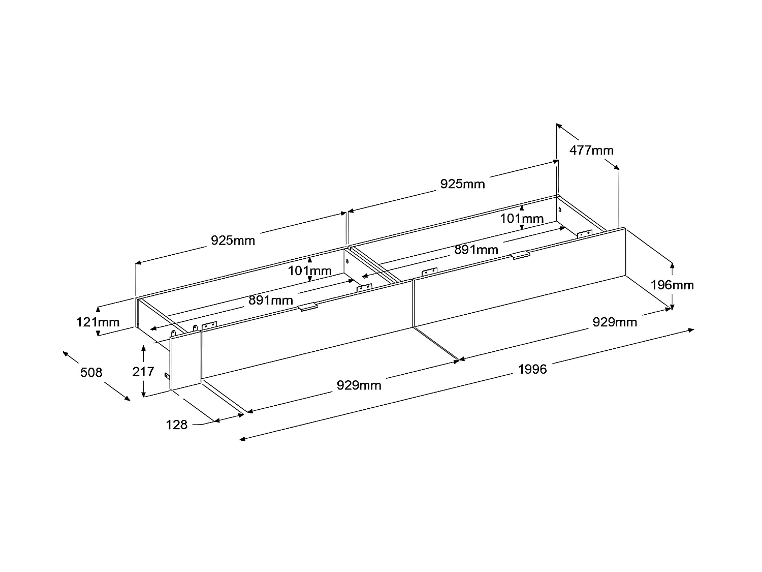 Lit avec 2 tiroirs 160 x 200 cm - Coloris : Naturel et blanc brillant + sommier - VELONA