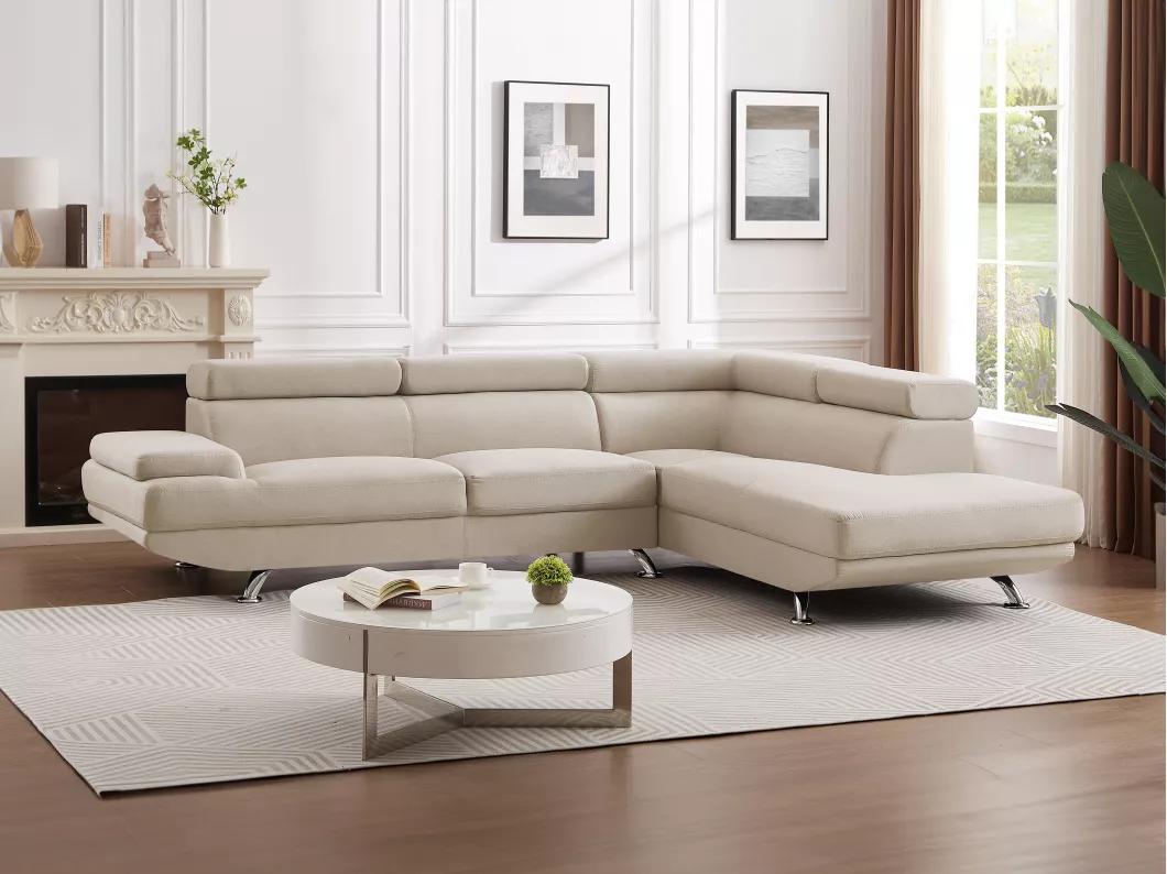 Kauf Unique Ecksofa - Stoff - Ecke Rechts - Beige - ROMAIN II