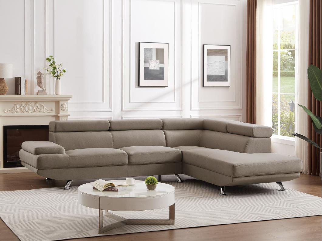 Divano angolare XL in Tessuto Beige - Angolo a destra - ROMAIN