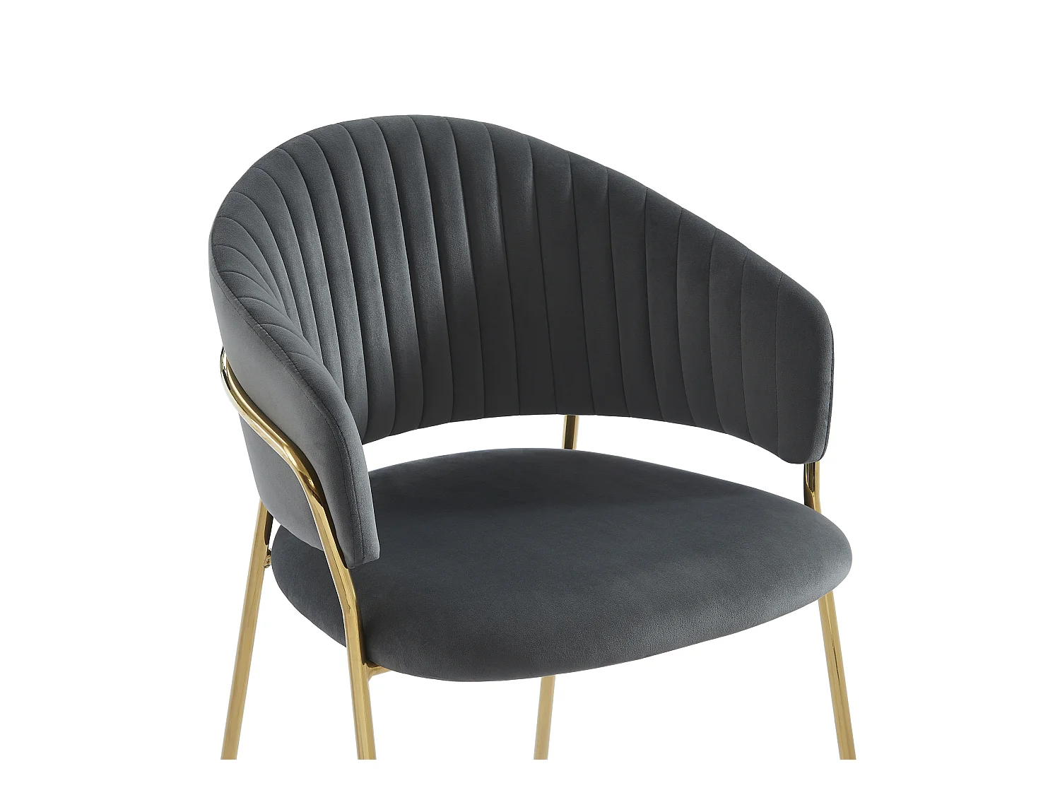 Lot de 6 chaises en velours et métal doré - Gris - MADOLIA de Pascal MORABITO