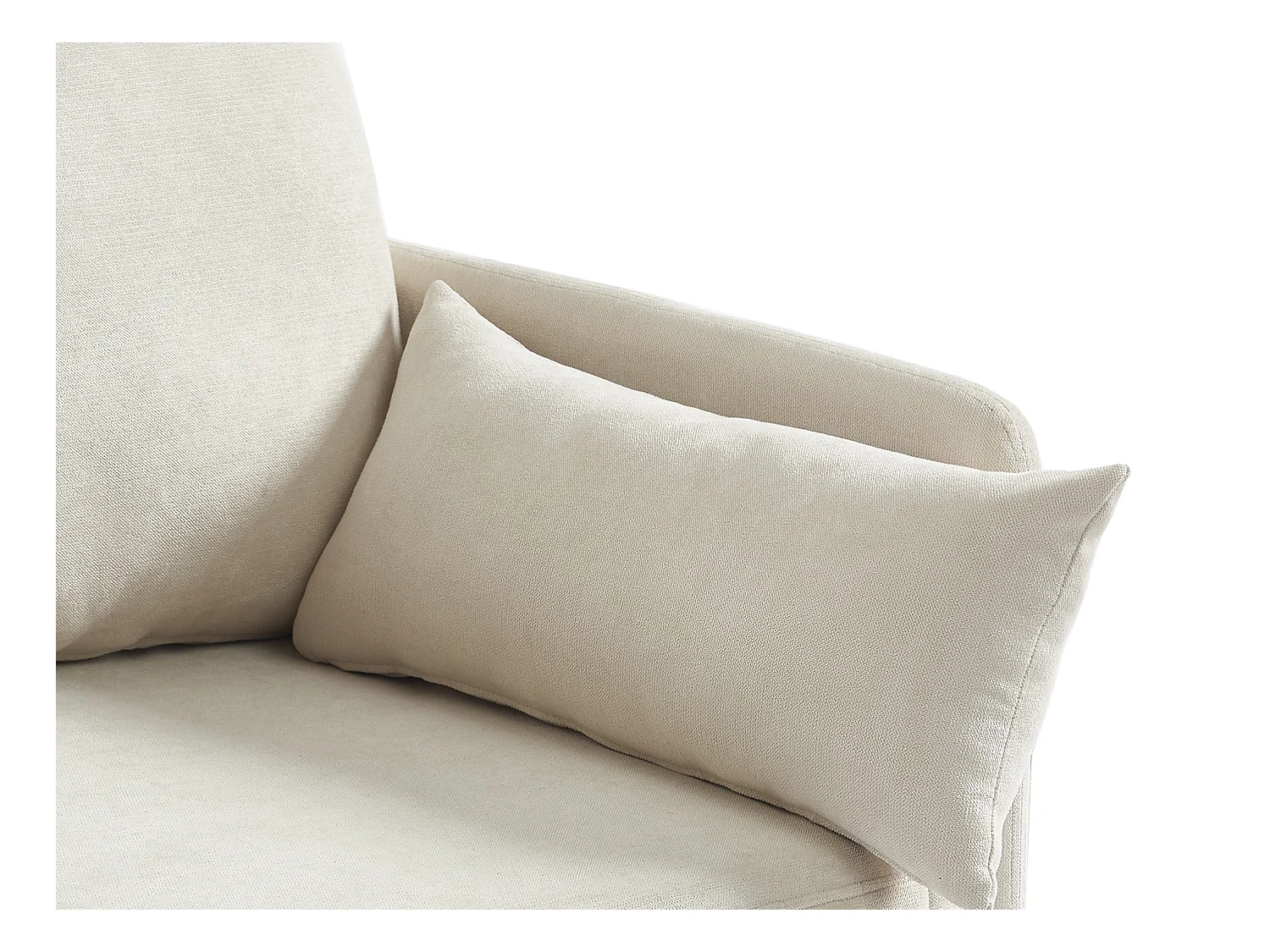 Slaapbank met 3 zitplaatsen en beige stoffen bekleding – GRECCO
