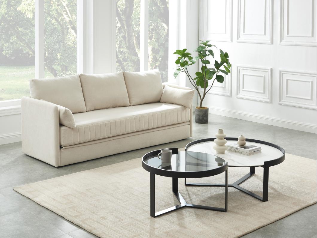 Sofá cama beige GRECCO de 3 plazas