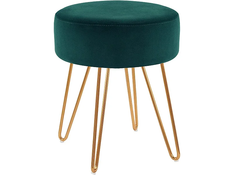 Tabouret en tissu velours métal bleue 35 x 35 x 45 cm TABO09055