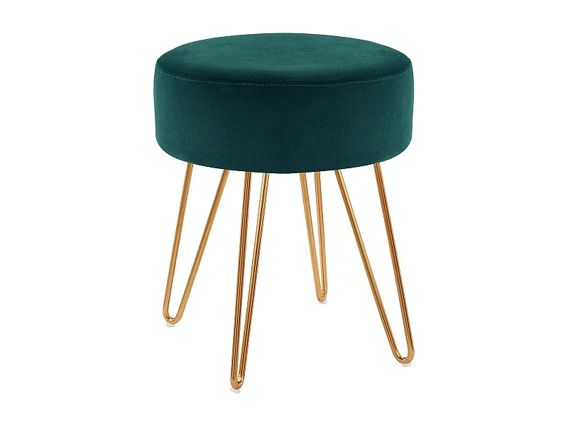 Tabouret en tissu velours métal bleue 35 x 35 x 45 cm TABO09055