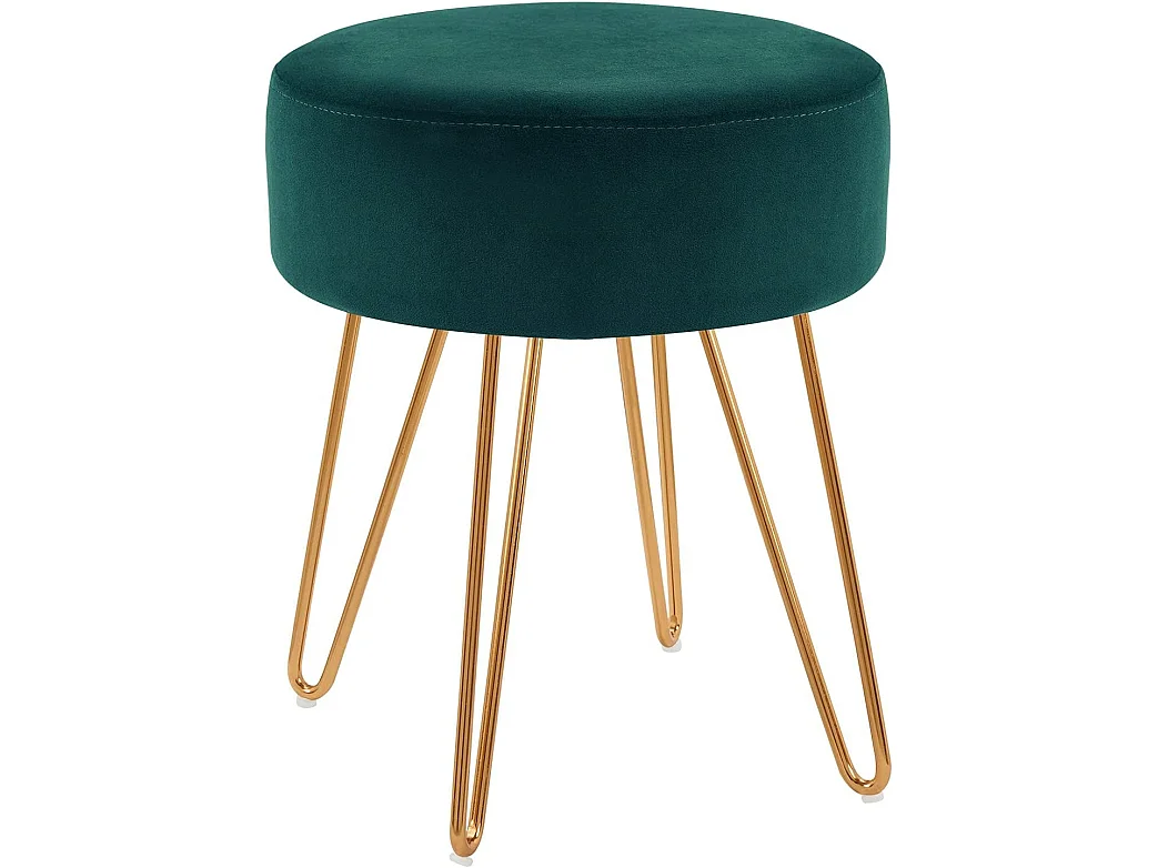 Tabouret en tissu velours métal bleue 35 x 35 x 45 cm TABO09055