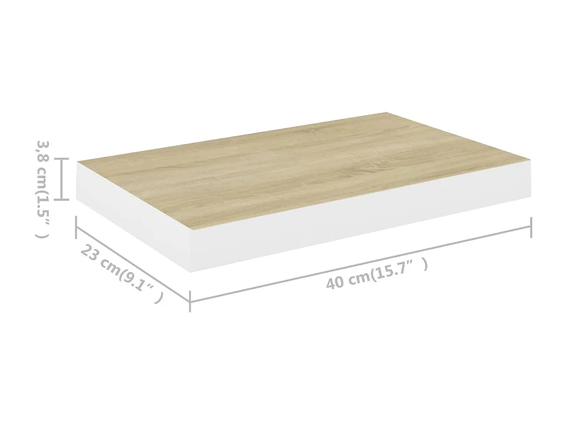 Schweberegal Eichenoptik und Weiß 40x23x3,8 cm MDF