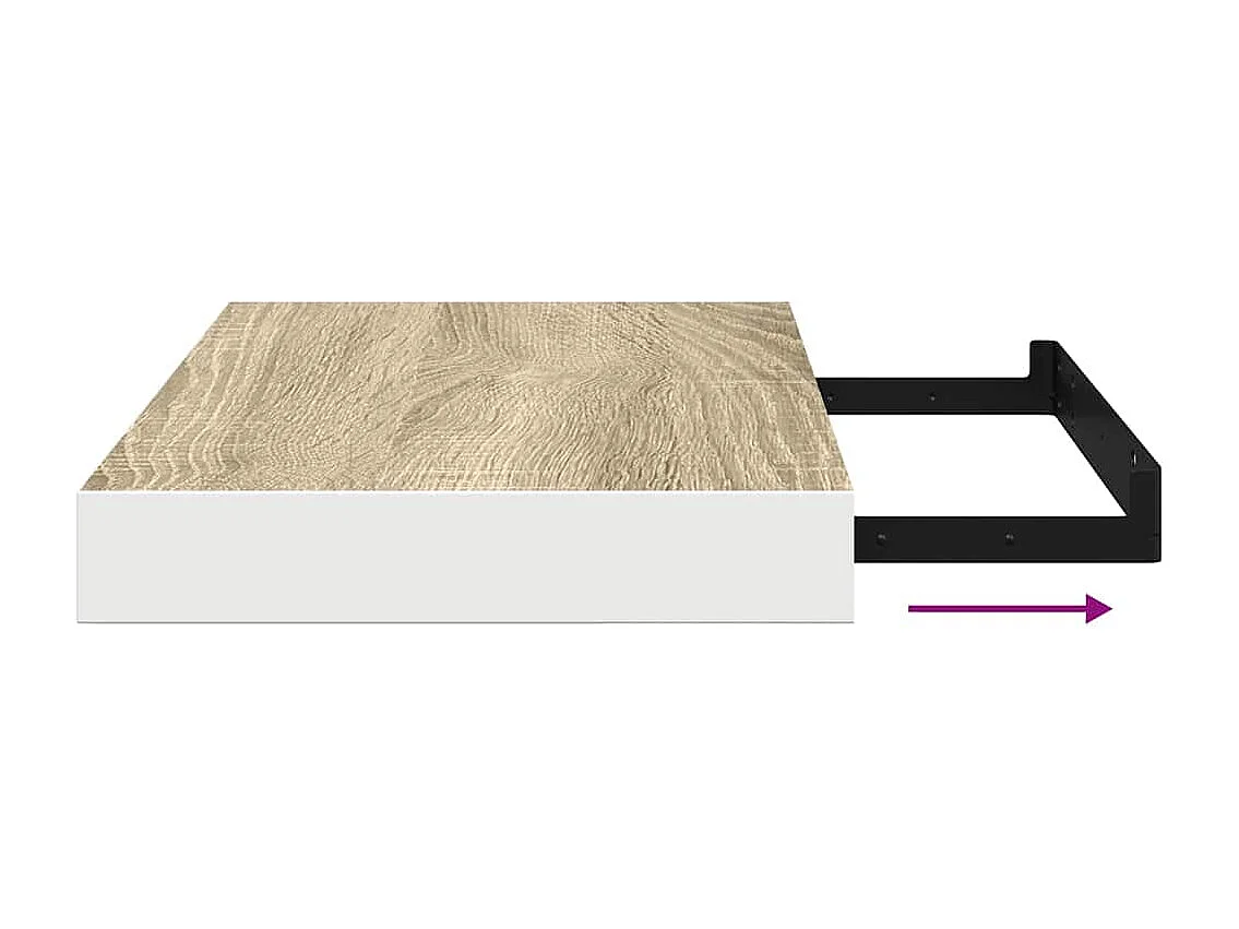 Schweberegal Eichenoptik und Weiß 40x23x3,8 cm MDF