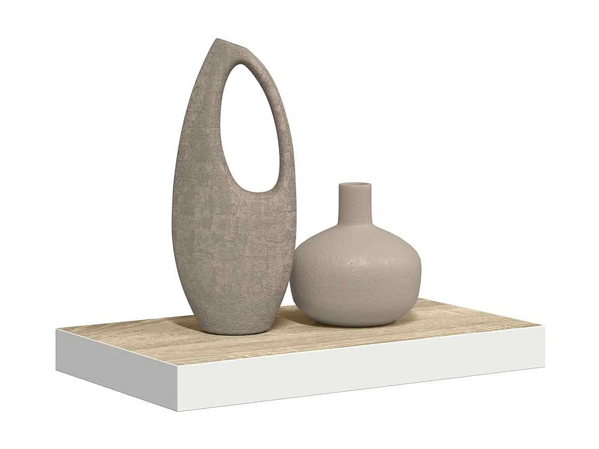 Étagère murale flottante Chêne et blanc 40x23x3,8 cm MDF