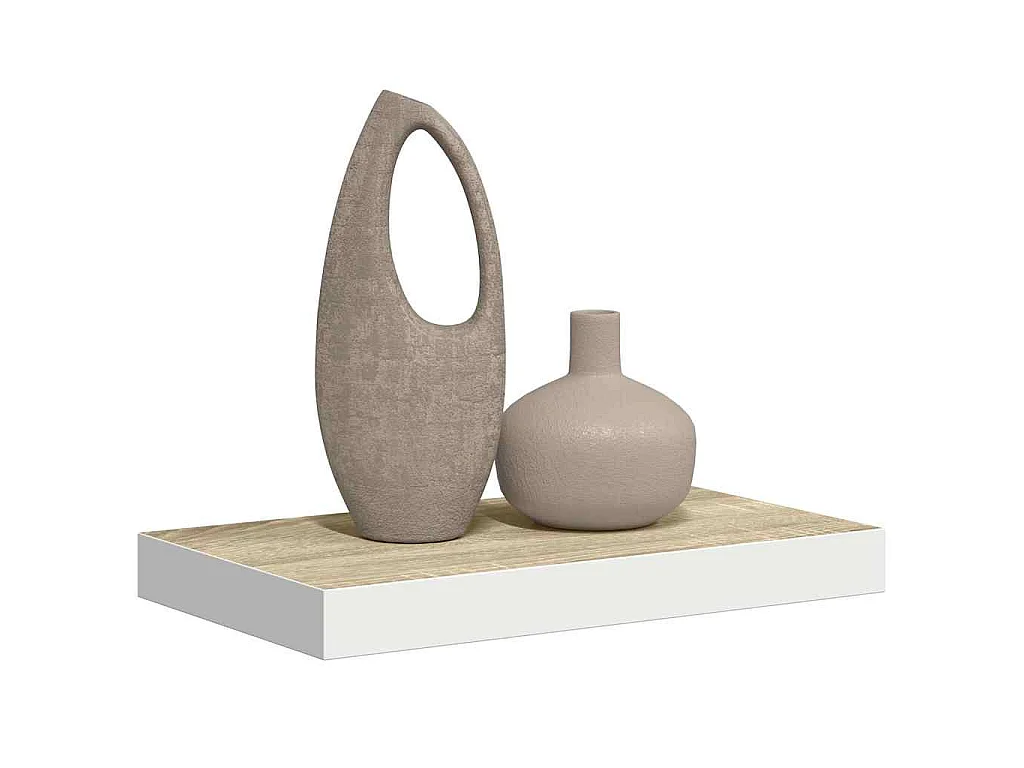Étagère murale flottante Chêne et blanc 40x23,5x3,8 cm MDF