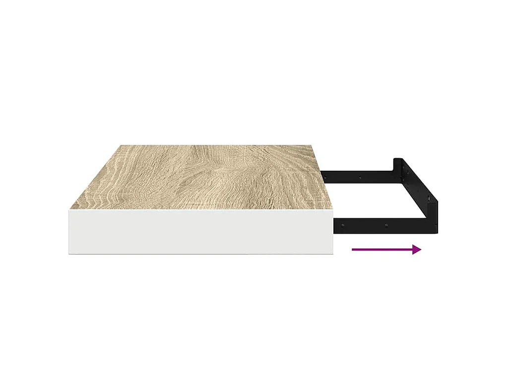 Étagère murale flottante Chêne et blanc 40x23,5x3,8 cm MDF