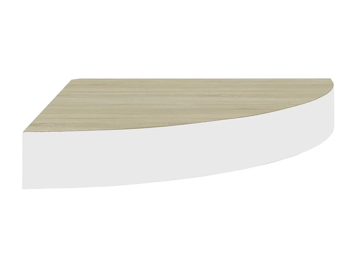 Étagères d'angle murales 2 pcs Chêne et blanc 35x35x3,8 cm MDF