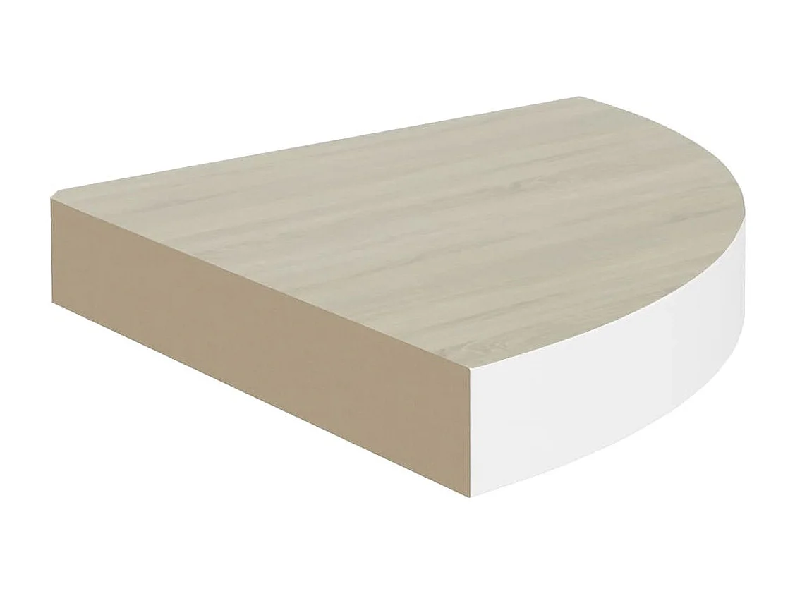 Étagères d'angle murales 2 pcs Chêne et blanc 35x35x3,8 cm MDF