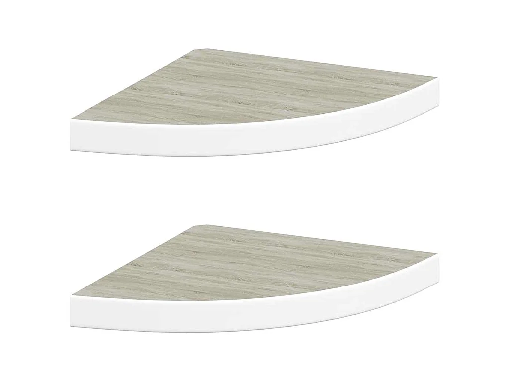 Hoekwandschappen 2 st 35x35x3,8 cm MDF eikenkleurig en wit