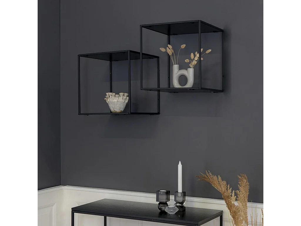 Estante de pared negro 36 x 36 x 36 cm