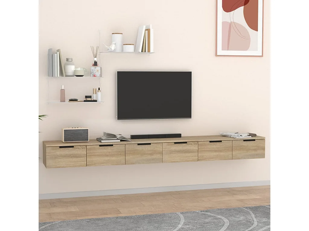 Armarios de pared 2 uds contrachapada roble Sonoma 102x30x20 cm