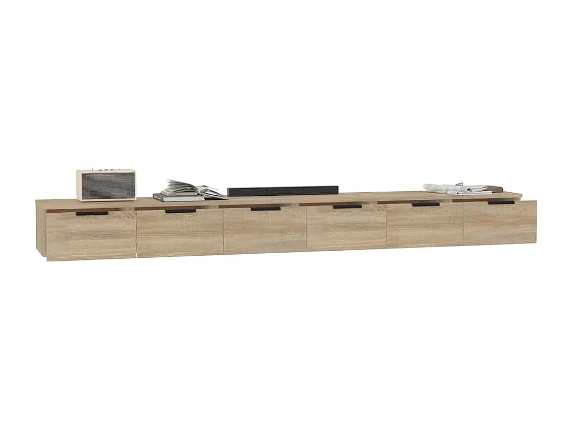 Wandkasten 2 st 102x30x20 cm bewerkt hout sonoma eikenkleurig