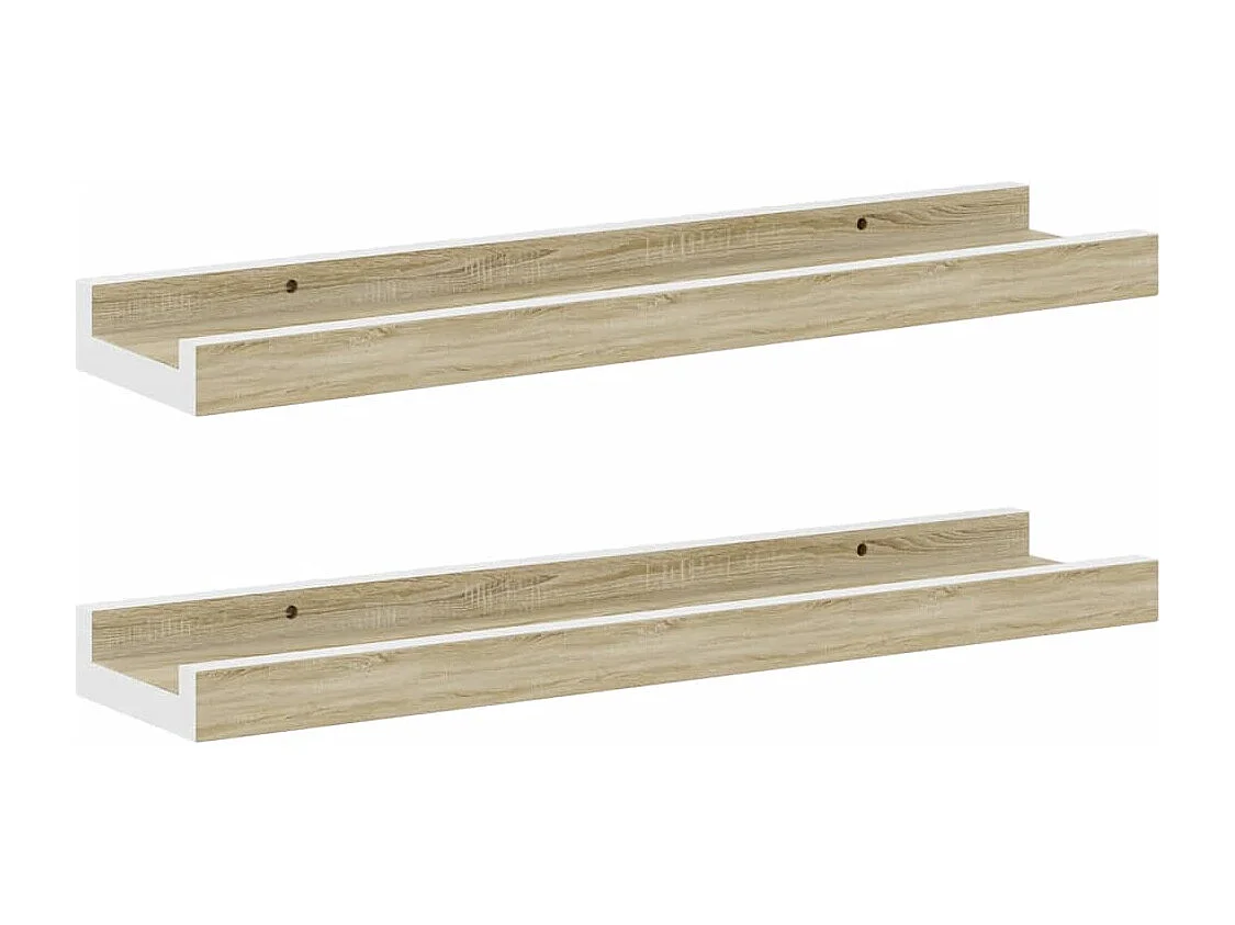 Étagères murales 2 pcs blanc et chêne sonoma 40x9x3 cm