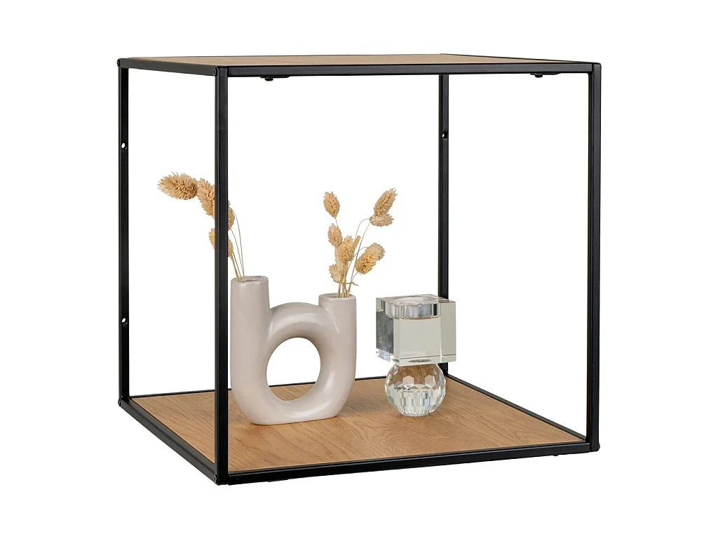 Étagère murale Avery 36x36x36 cm Chêne et noir