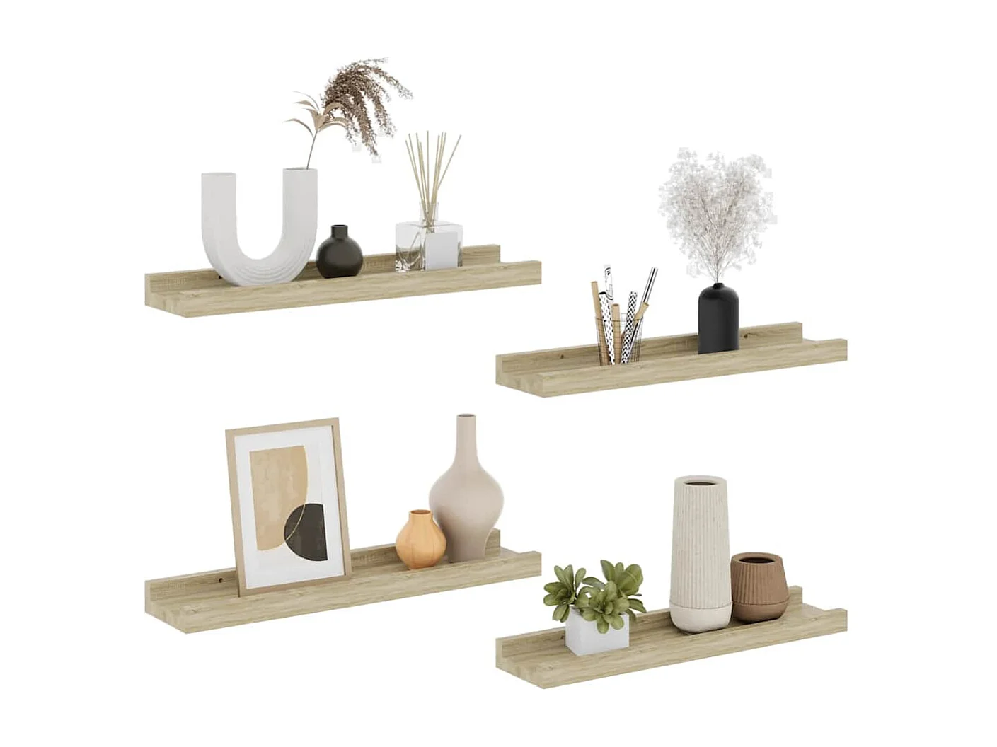 Wandregale 4 Stk. Sonoma-Eiche 40x9x3 cm