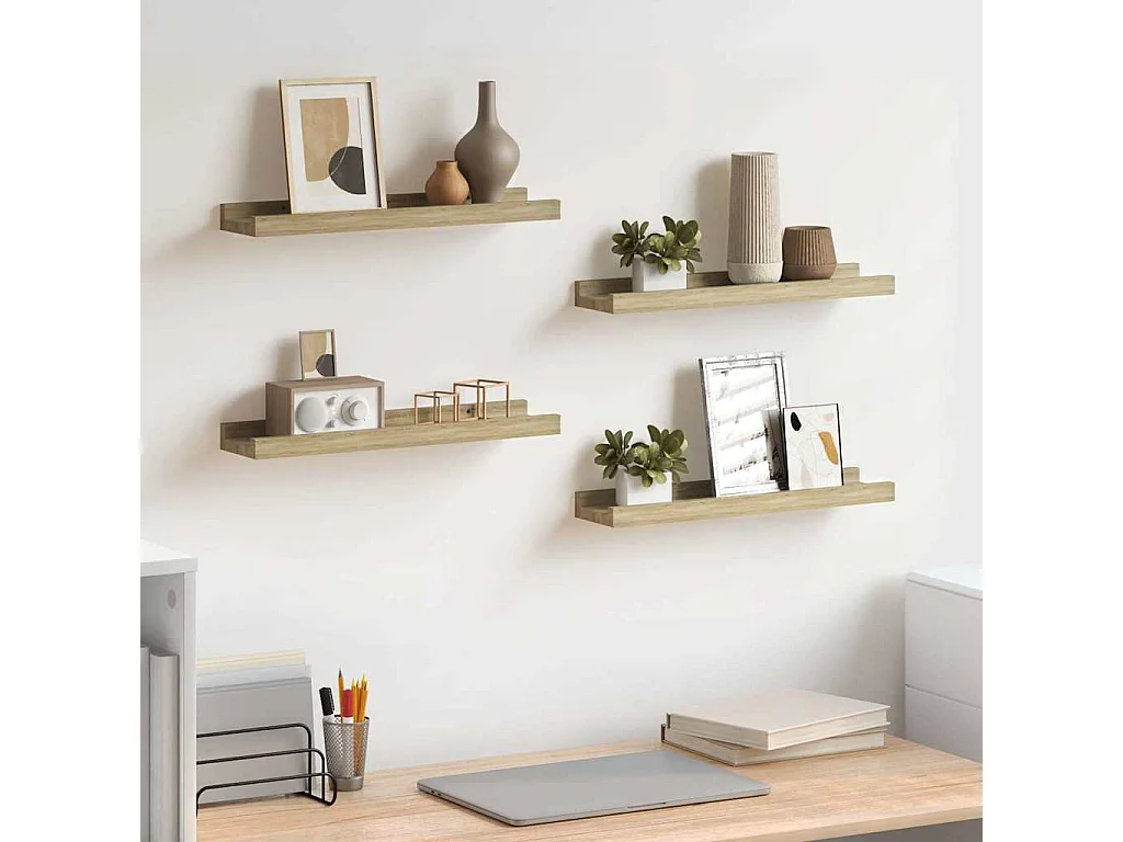 Wandschappen 4 st 40x9x3 cm sonoma eikenkleurig