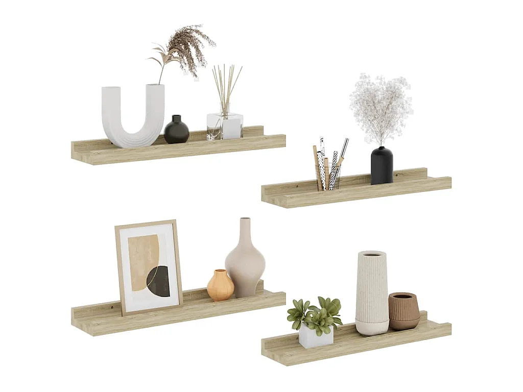 Wandschappen 4 st 40x9x3 cm sonoma eikenkleurig