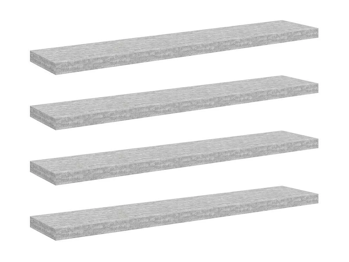 Étagères murales flottantes 4 pcs gris béton 120x23,5x3,8cm MDF