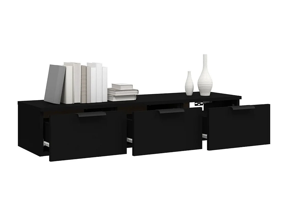 Wandkast 102x30x20 cm bewerkt hout zwart