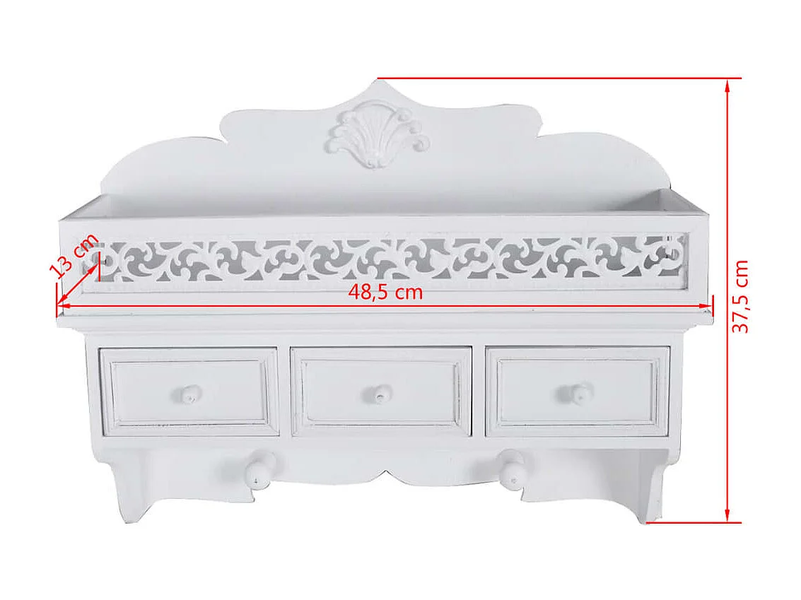 Étagère murale avec 3 tiroirs 2 crochets